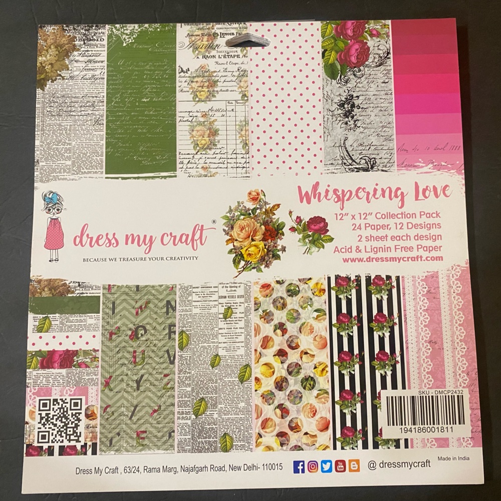 Dress My Craft WHISPERING LOVE 12x12 scrapbook paper pad MISSING ONE DESIGN